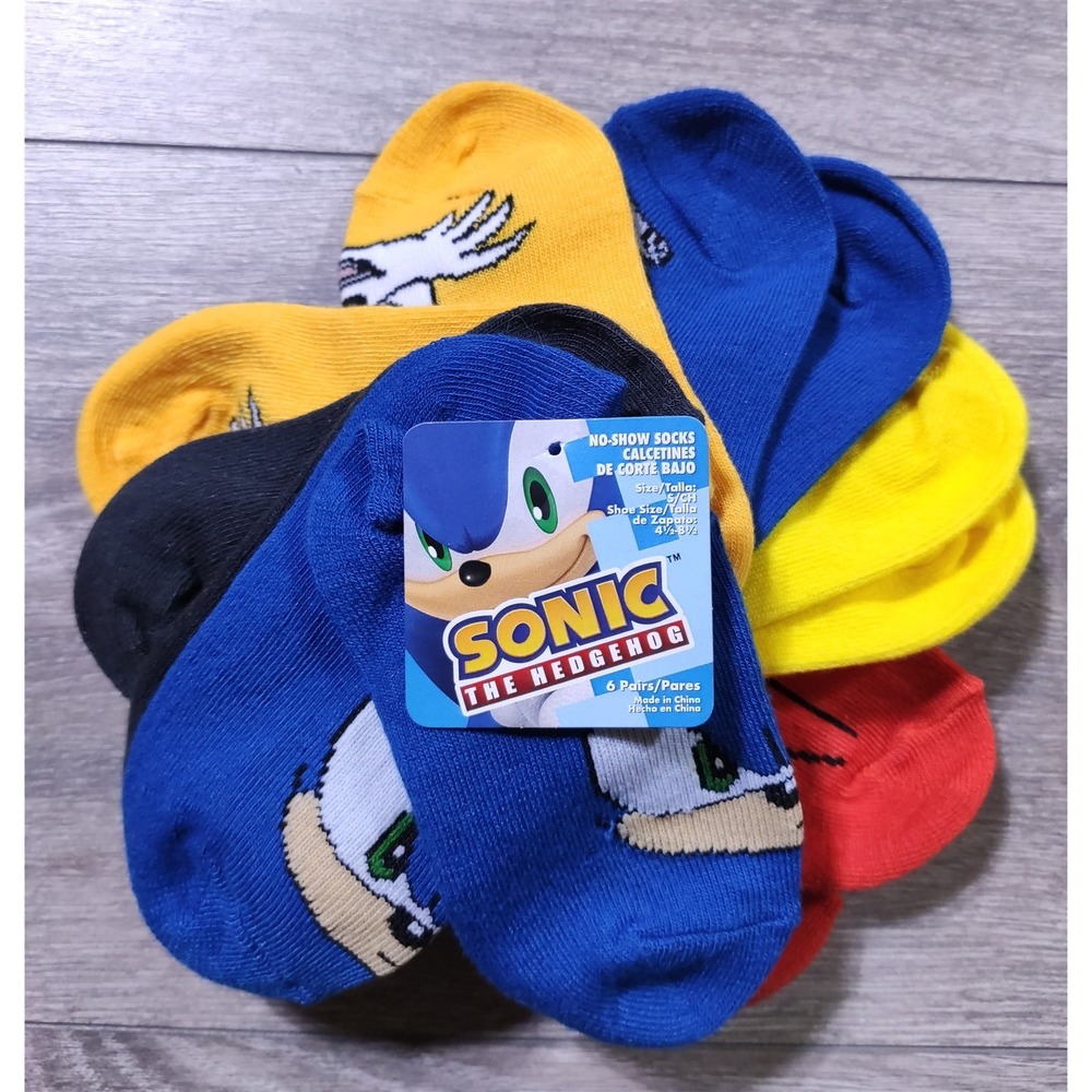 Sonic The Hedgehog Socks Toddler Small 4.5-8.5 Multicolor 6 Pack Boys